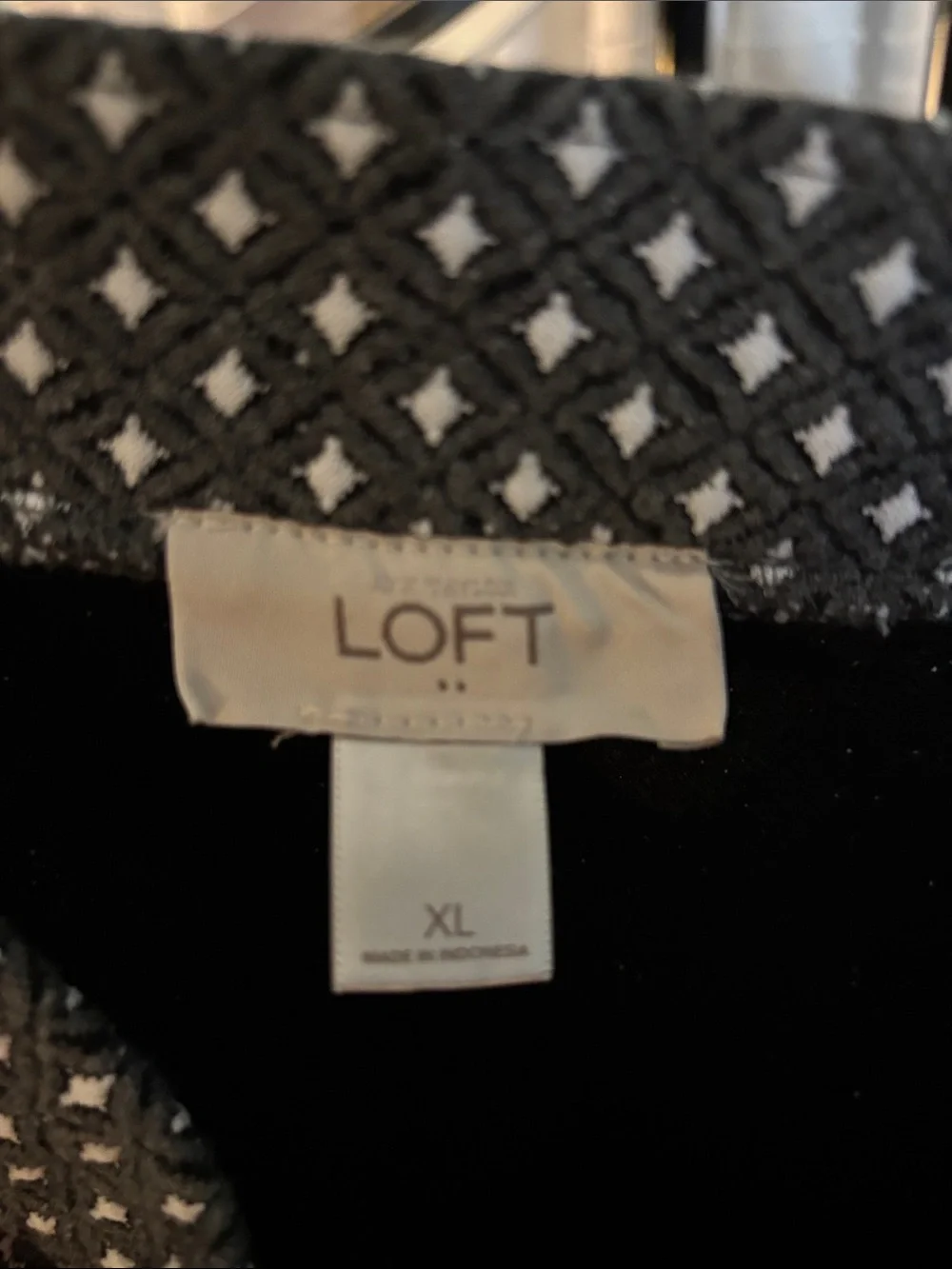 LOFT Black & White Geometric A-Line Skirt